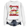 thumbnail image 1 of VBARHMQRT Chandail à Col Rond Brun pour Femmes Décontracté Col Rond Noël Verre Flocon de Neige Imprimé Chandail à Capuchon, 1 of 3