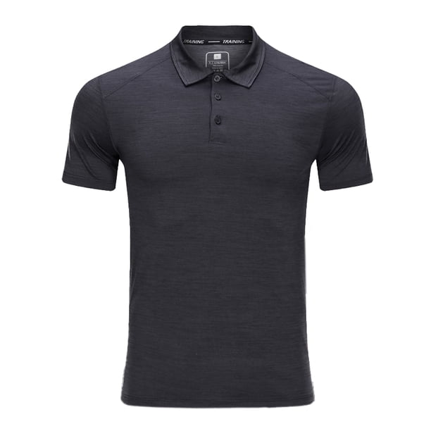 Polo de rendimiento deportivo al aire libre para hombre, camisa de manga larga y corta, camiseta táctica superior (gris oscuro)