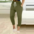 thumbnail image 2 of Bovxnpu Summer Womens Plus Size Pants, Women Casual Jogger Pants Sports Pants, Womens Summer Fashion Solid Casual Elastic Waist Long Wide Leg Pants XL, 2 of 5