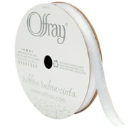 Offray Ribbon, White 3/8 inch Metallic Ribbon, 9 feet