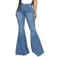 thumbnail image 1 of Calzi Solid Color Jeans for Women High Waist Bell Bottoms Denim Flare Stretch Jean Pants, 1 of 8