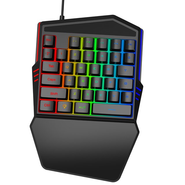 Teclado Irfora Teclado de membrana de una mano 35 teclas con retroiluminación Teclado para juegos con una sola mano Diseño ergonómico y botón anti fantasma Irfora Teclado