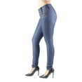 thumbnail image 4 of Fashion2Love Women's Juniors Colombian Design Butt Lift Push Up Mid Waist Skinny Jeans, 4 of 10
