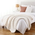 thumbnail image 4 of Battilo Cream Chunky Knit Throw Blanket,White Thick Chenille Throw Blankets for Living Room,50"x60", 4 of 9