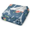 thumbnail image 2 of Paris Eiffel Tower and Roses Flowers (Blue) Throw Blanket Ultra Soft Warm All Season Valentine''s Day Decorative Fleece Blankets for Bed Chair Car Sofa Couch Bedroom 60"X50", 2 of 6