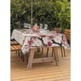 thumbnail image 3 of Outdoor Tablecloth with Umbrella Hole for Patio/Picnic/Party/Camping, Cherry Flowers Waterproof Table Cloth Rectangle Table Cover Washable, Spring Modern Pink Floral Branch on Linen (54"x 80"), 3 of 8