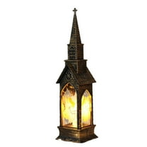 KOYPTL Simulation Christmas Church Wind Lamp Decoration,Led Candles Supplies Props as Christmas Hanging Ornament Portable Retro Night Light Window Display Wall Table Centerpiece Camping Hanging Lamp