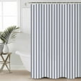 thumbnail image 2 of Small Stall Shower Curtain 36x72 Inch Narrow Half Size Navy Blue Striped Bath Curtains Bathroom Decor Navy Blue White Stripes Farmhouse Waterproof Fabric Shower Curtain Set with Hooks 36 Inch, 2 of 6