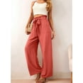 thumbnail image 5 of Women'S Wide Leg Pants with Pockets High Waist Adjustable Knot Loose Casual Trousers Business Work Pants Red M, 5 of 6