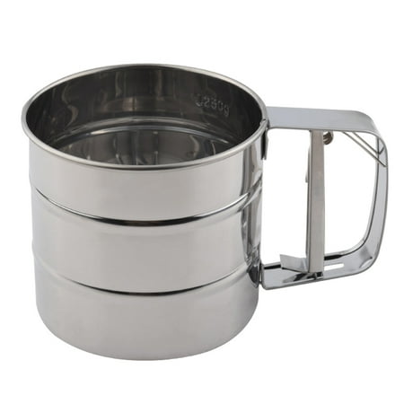 OUTAD Stainless Steel Mesh Flour Sifter Mechanical Baking Icing Sugar Shaker Sieve