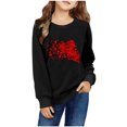 thumbnail image 2 of Spazoro Kids Girls Sweatshirts, Valentine's Day Heart Print Crew Neck Long Sleeve Casual Blouses Tops for Child Girls Black Size 7 T, 2 of 4