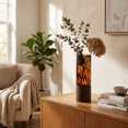 thumbnail image 6 of Tortoiseshell Glass Vase with Wood Base, Brown Leopard Print Decorative Vase for Dried Flowers, Fall Table Centerpiece Decor for Home Living Room Shelf, 6 of 8