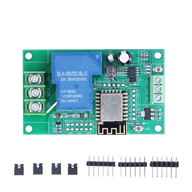 Módulo de relé 30A Placa de desarrollo de control WIFI de 1 canal con conectores de pines ESP‑12F