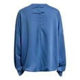 thumbnail image 5 of Gibobby Sudadera mujer Sudadera de cuello redondo para mujer de otoño e invierno suéter colorido de manga larga lindo clásico(Azul,M), 5 of 5