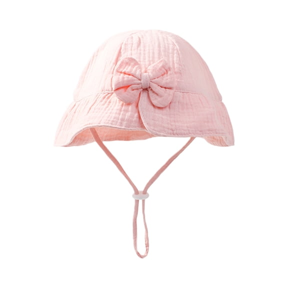 Willtoo Baby Solid Color Cotton Bow Sun Hat Basin Hat 0-12 Months Men Shade Hat Large