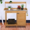 Alden Design Fir Wood Potting Bench with Metal Tabletop