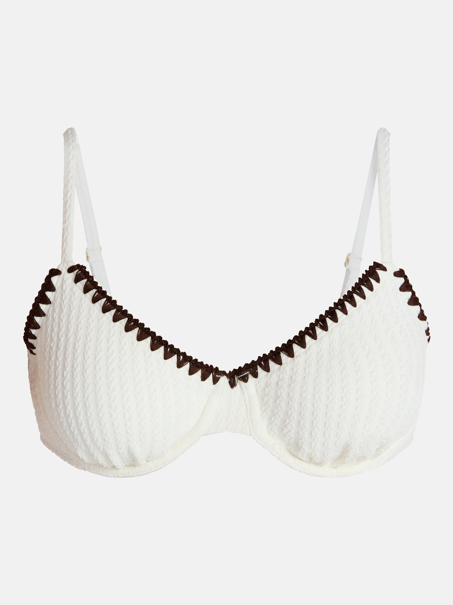 Time and Tru Women's and Women's Plus Demi Underwire Bikini Top with Contrast Trim, Sizes XS-3X