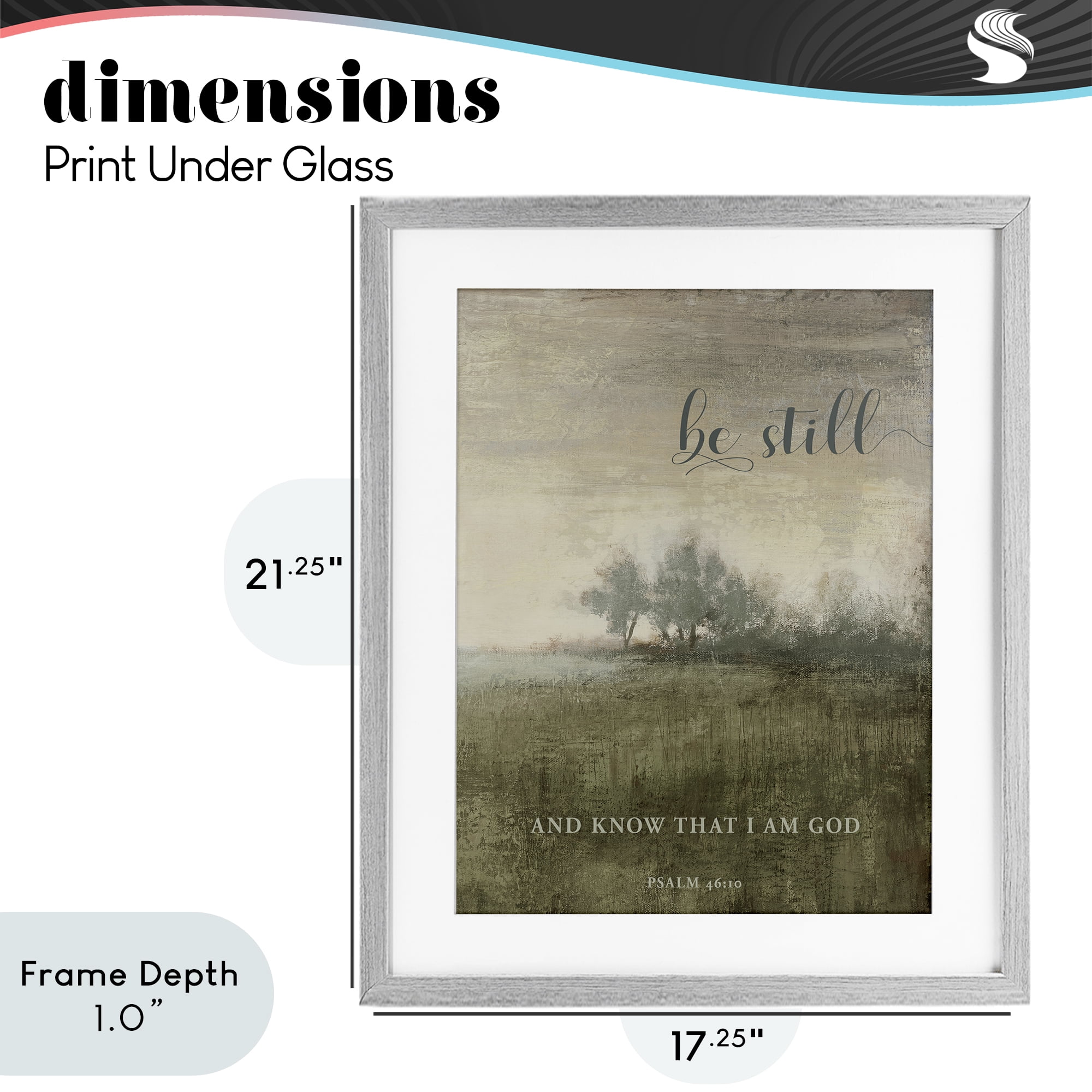Stupell Industries Be Still Psalm 46:10 Gray Framed Print Under Glass, design by Michael Marcon