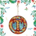 thumbnail image 3 of Llavero con pintura de diamantes A-Z 26 letras Wdftyju Colgante de forma especial de doble cara (T), 3 of 9