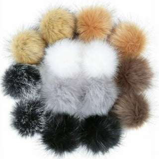 Boao 12 Pieces Fur Pompoms for Knitted Hats Faux Fur Balls for Hats Faux  Fur Fluffy Pompom Ball with Removable Press Button for Detachable Knit Hats