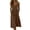 #0242-Brown, variant on Multi Color Solid V Neck Spaghetti Strap Button Front Midi Dress For Women Loose Flowy Cotton Linen Casual Summer Swing Dress With Side Pockets Gift