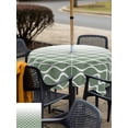 thumbnail image 5 of Outdoor Tablecloth with Umbrella Hole for Patio/Picnic/Party/Camping, Sage Green Striped Waterproof Table Cloth Square Cover Washable, Modern Abstract Ombre Geometric Morocco (54"x 54"), 5 of 8