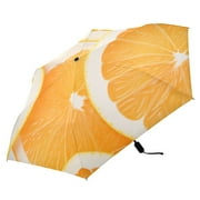 Fruit Orange Compact Folding Umbrella for Rain Windproof Travel Umbrella UPF 50+ Lightweight Packable Arc Size