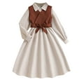 thumbnail image 3 of Loopsun 8-15 Years Big Girls Long Sleeve Collared with Removable Belted Fashion Two-Piece Dress Khaki, 12-13 Years, 3 of 5