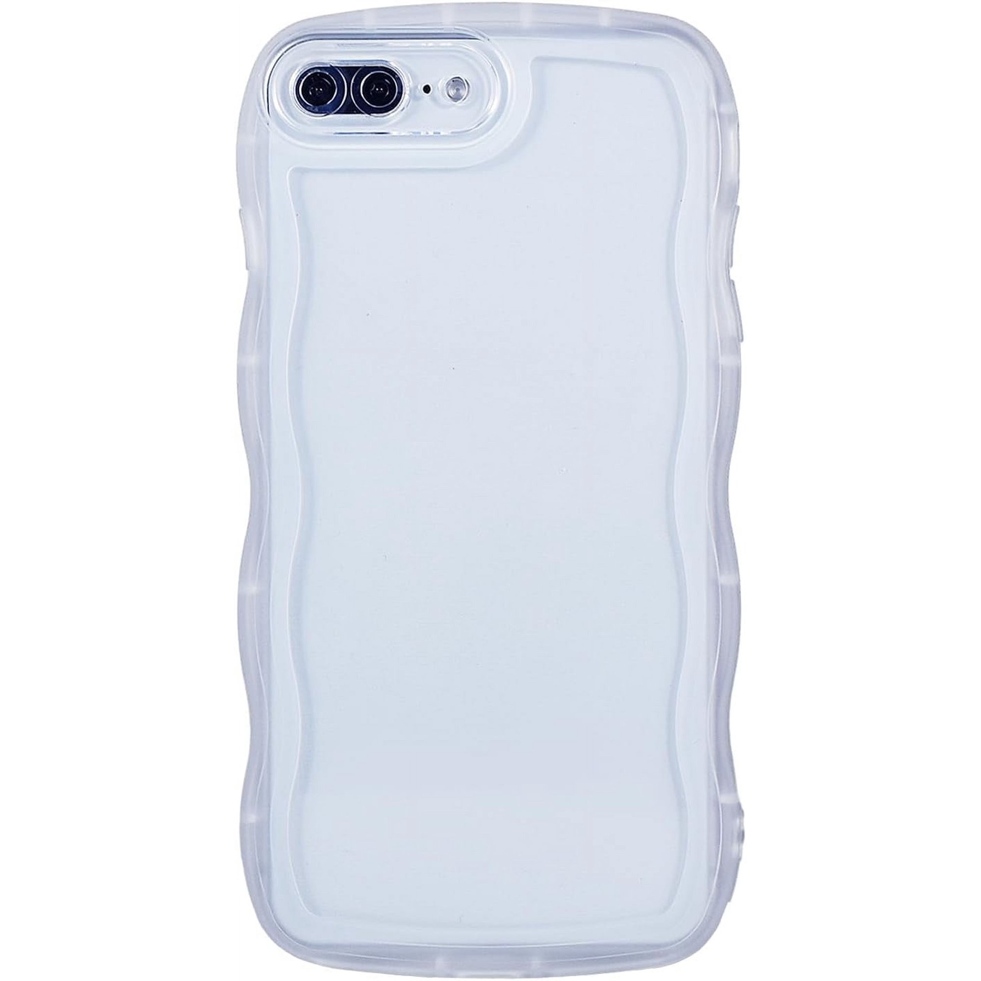 MYKOMI Compatible with iPhone 7 Plus/8 Plus Clear Case,Cute Solid Color Curly Wave Frame Transparent Soft Silicone Anti-Scratch Shockproof Protective Slim Case for Women Girls