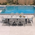 thumbnail image 1 of PURPLE LEAF 9 Pieces Modern Patio Dining Set, Rectangular Aluminum Outdoor Table and 8 All-Weather PE Rattan Chairs Set for Kitchen Porch and Garden, Grey, 1 of 9