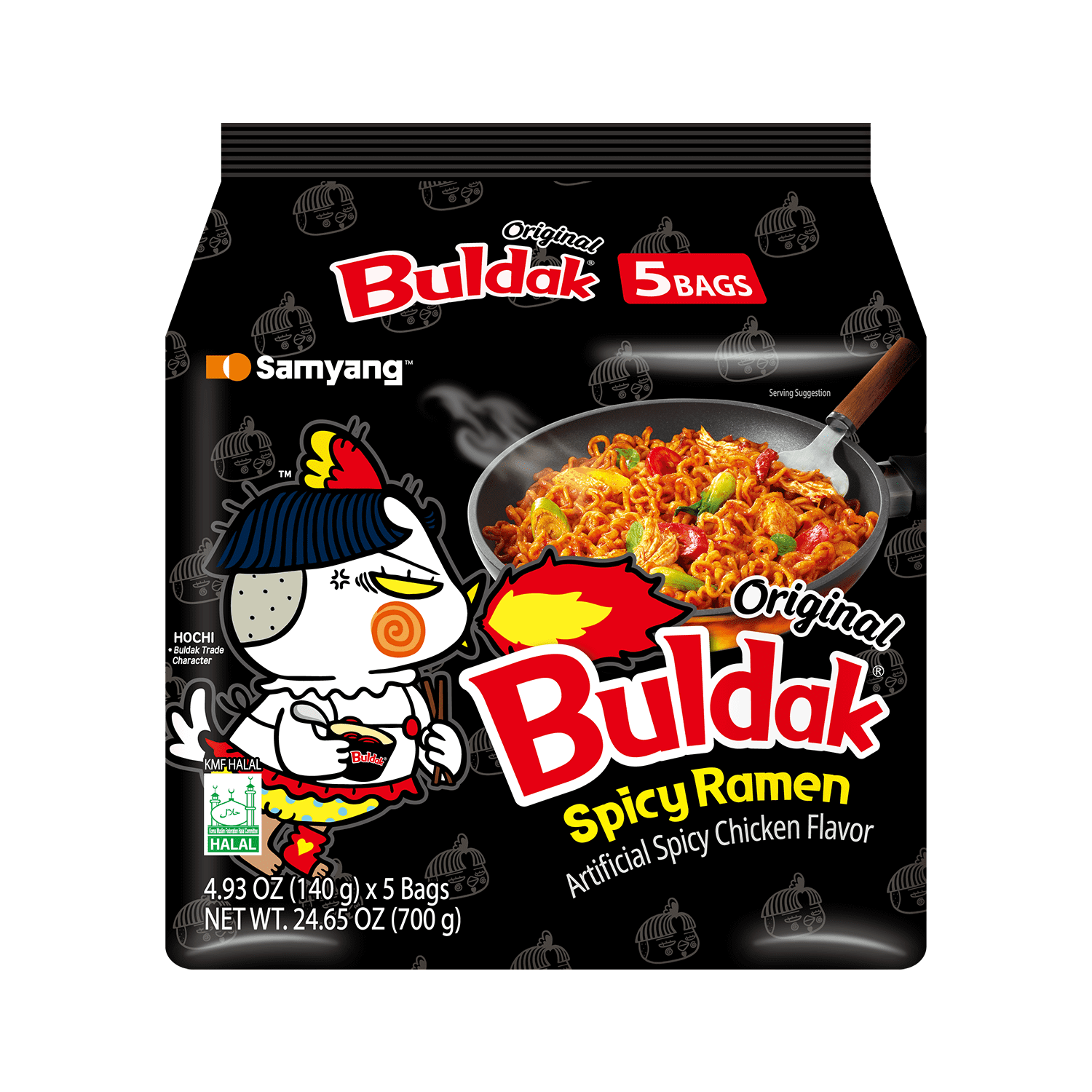 Samyang Buldak Original Spicy Chicken Instant Ramen Noodles, 5 Pack, 4.93 oz Bags