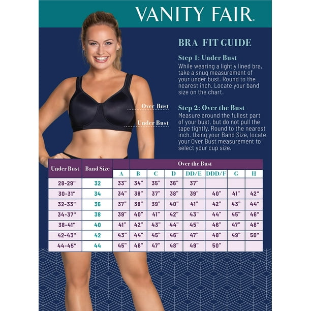 Vanity Fair Womens Sports Full Figure Wirefree Bra, 36D, Star White