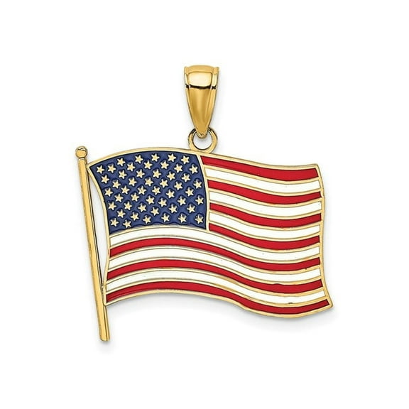 10K Yellow Gold American Flag Charm Pendant (NO CHAIN)
