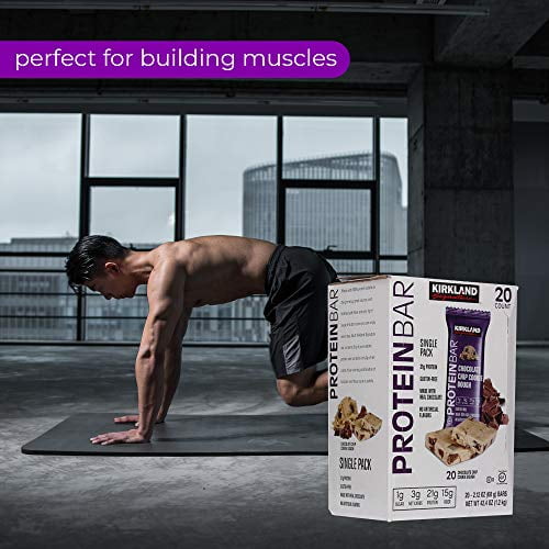 Kirkland Signature Chocolate Chip Cookie Dough Protein Bars - 21g Protein, 1g Sugar, 20-Count Bulk Pack