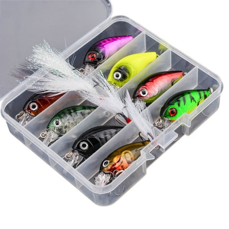 WINDLAND 8pcs Minnow Fishing Lure Crankbait Hard Baits Topwaters Artificial Swimbaits
