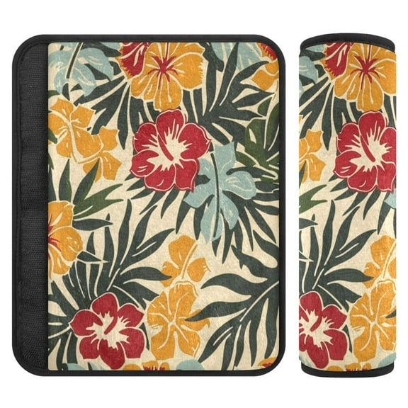 2 Car Seat Belt Covers S Size 6.5*6.5 Inches Car Seat Belt Shoulder Pad Backpack Shoulder Pad Stroller Belt Cover Hawaiian Safflower
