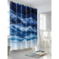 thumbnail image 3 of Blue Shower Curtain, Gradient Ripple Abstract Waterproof Shower Curtain Set with 12 Hooks Lightweight Washable Fabric Shower Curtains for Bathroom 72x72 Inches, 3 of 6