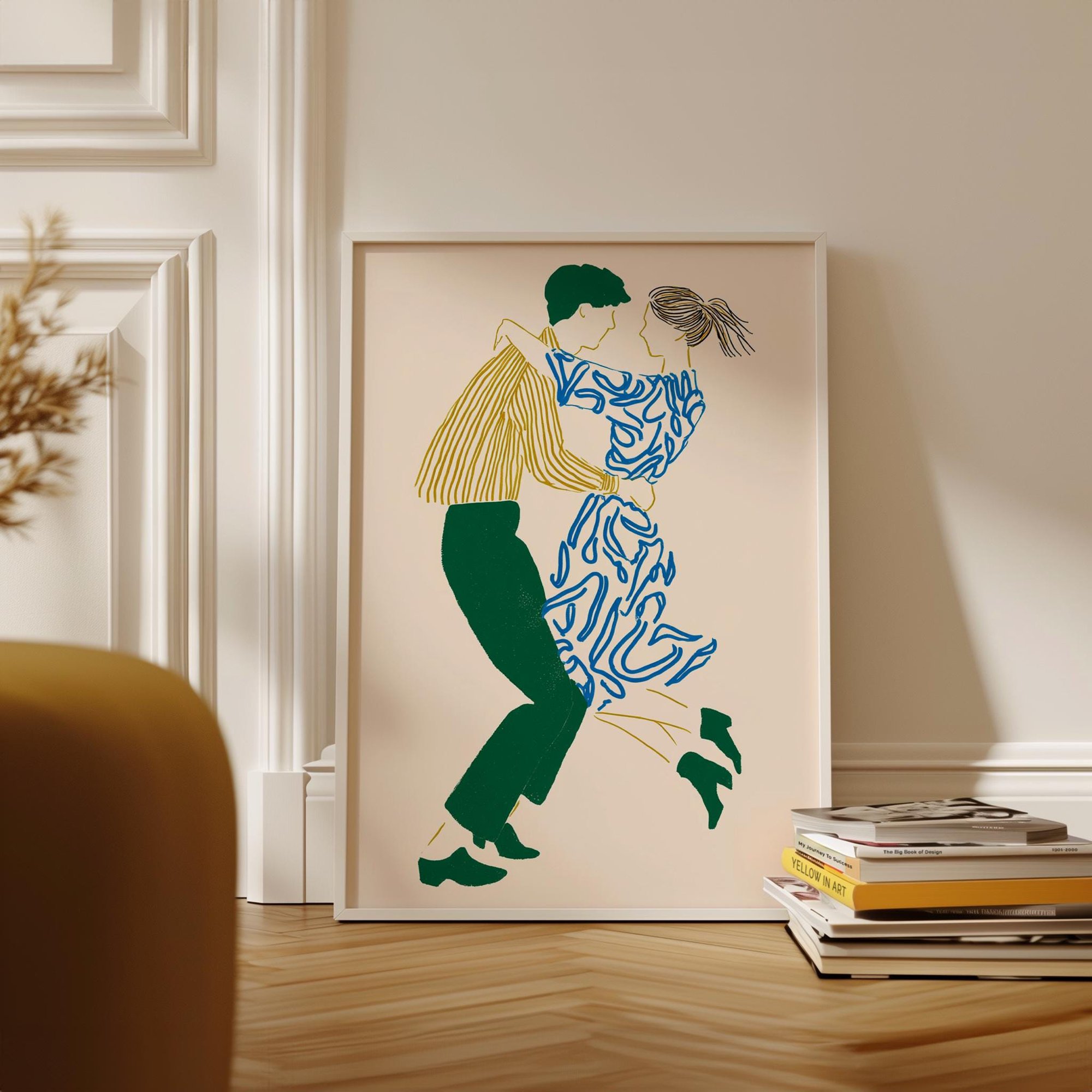 Dancing Couple Art Print, Minimalist Line, Romantic Wall Decor, Poster Only