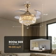 thumbnail image 3 of HOOMEDELIER 36" Chandelier Ceiling Fan with Remote, Crystal Beads Framed Fan with 4 Retractable Blades Smart Indoor Fandelier Fan, 3 of 10