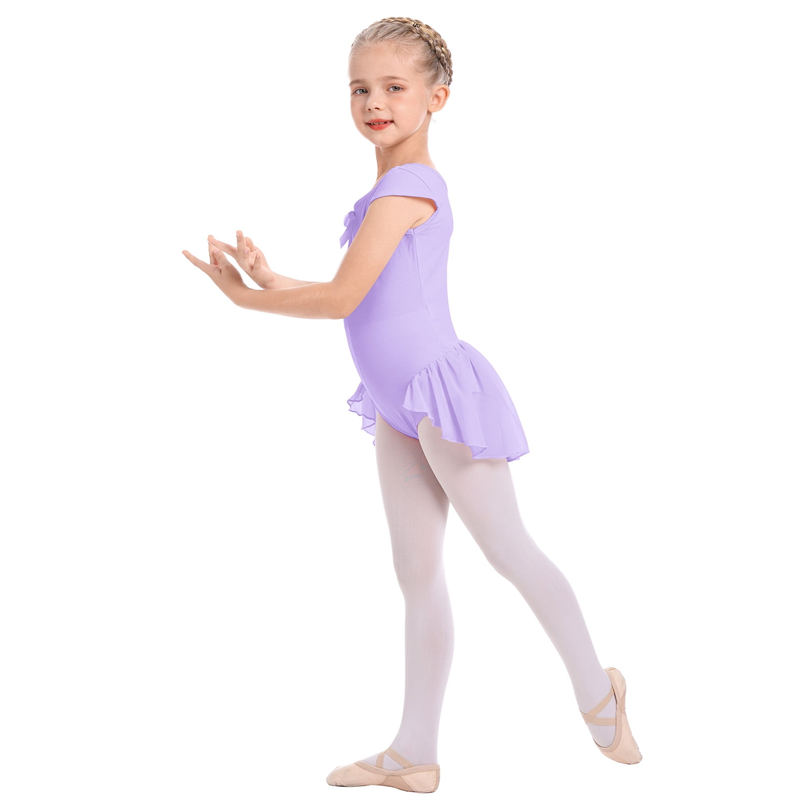 IDOPIP Ballet Leotards for Girls Toddler Kids Cap Sleeve Ballet Dance Dress  Bowknot Chiffon Tutu Skirted Leotard Ballerina Dancewear Gymnastics Ballet  Outfit 
