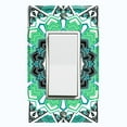 thumbnail image 1 of Metal Light Switch Plate Cover Mandala Green White Flower Tile Pattern MDL055, 1 of 13