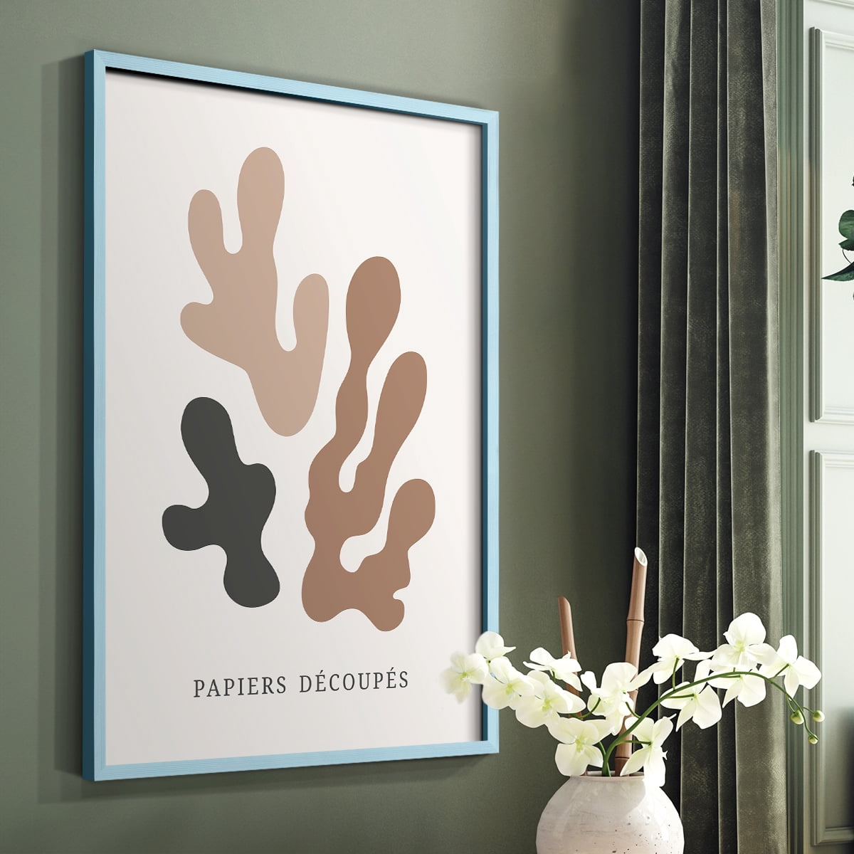 Matisse CDIV in Blue Solid Wood Framed Print No Nail Hanging