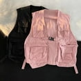 thumbnail image 3 of Men Waistcoat Sleeveless Multi Pockets Design Buckle Closure Vest Coat Solid Color Thin Camping Fishing Waistcoat, 3 of 8