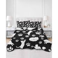 thumbnail image 2 of Quilt King Size Bedding Set, Black White Cat Reversible Summer Quilt 3 Pieces, Cat Paw Cute Silhouette Lightweight Bedspreads Coverlets with 2 Pillow Shams for All Seasons, 2 of 5