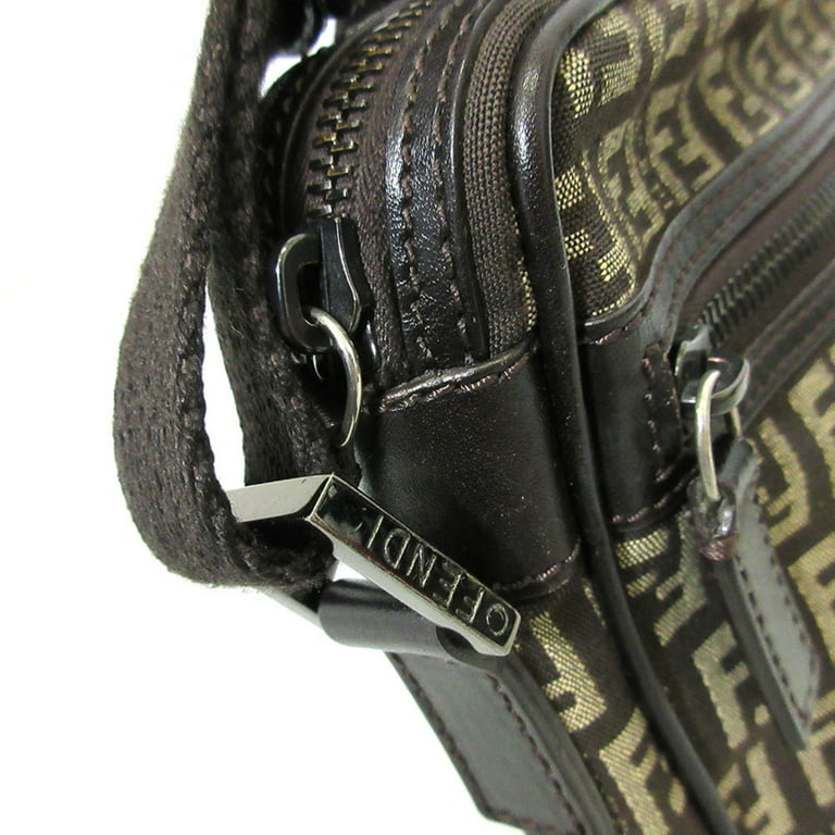 Authenticated Used Fendi Bag Zucchino Mini Shoulder Pochette Brown Women's  Canvas Leather 