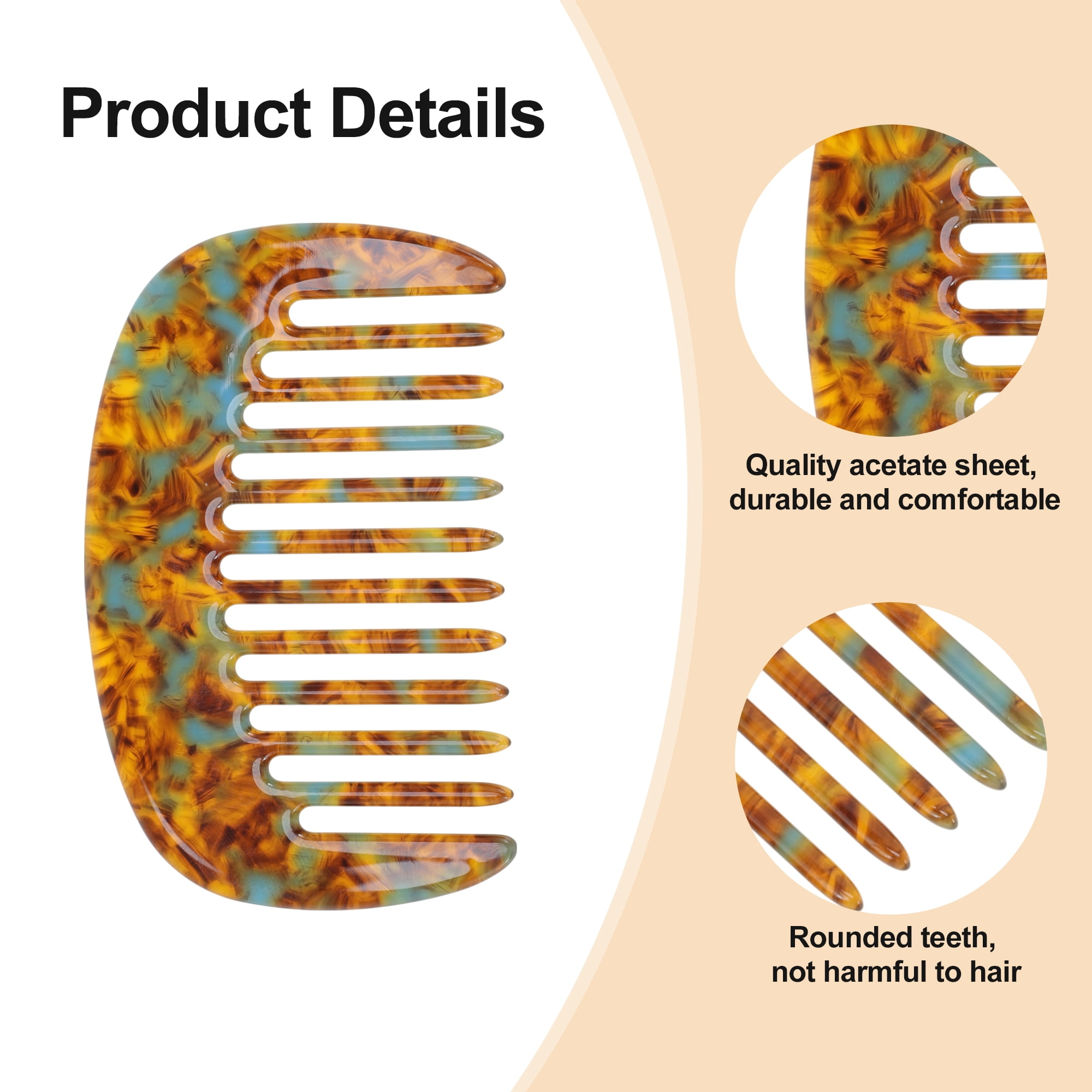 Unique Bargains 1 Pc Mini Wide Tooth Comb for Women Pocket Size Brown 3.39"x1.97"