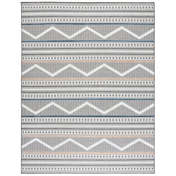 SAFAVIEH Cabana Briella Geometric Indoor/Outdoor Area Rug, Black/Ivory, 9' x 12'