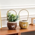 thumbnail image 2 of JoyMoreHome Handheld Ratton Woven Basket with Plastic Liner, Long Handle Vintage Decorative Basket, for Garden, Home Storage, 2 of 5