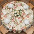 thumbnail image 3 of Round Tablecloth Pink Retro Rose Waterproof Oil Proof Polyester Table Cloth Cover Decor for Home Dining Outdoor,Patio,Parties, 60" Dia. Vintage Floral, 3 of 9