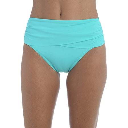 Island Goddess Banded Mid Waist Pant Bikini Swimsuit Bottom | Walmart